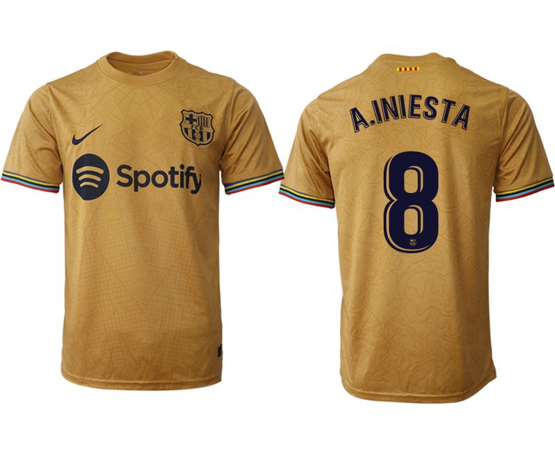 Men 2022-2023 Club Barcelona away aaa version yellow 8 Soccer Jersey